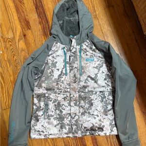 GWG Gray and Camouflage Hooded Jacket mid weight hunting jacket w/ear warmer